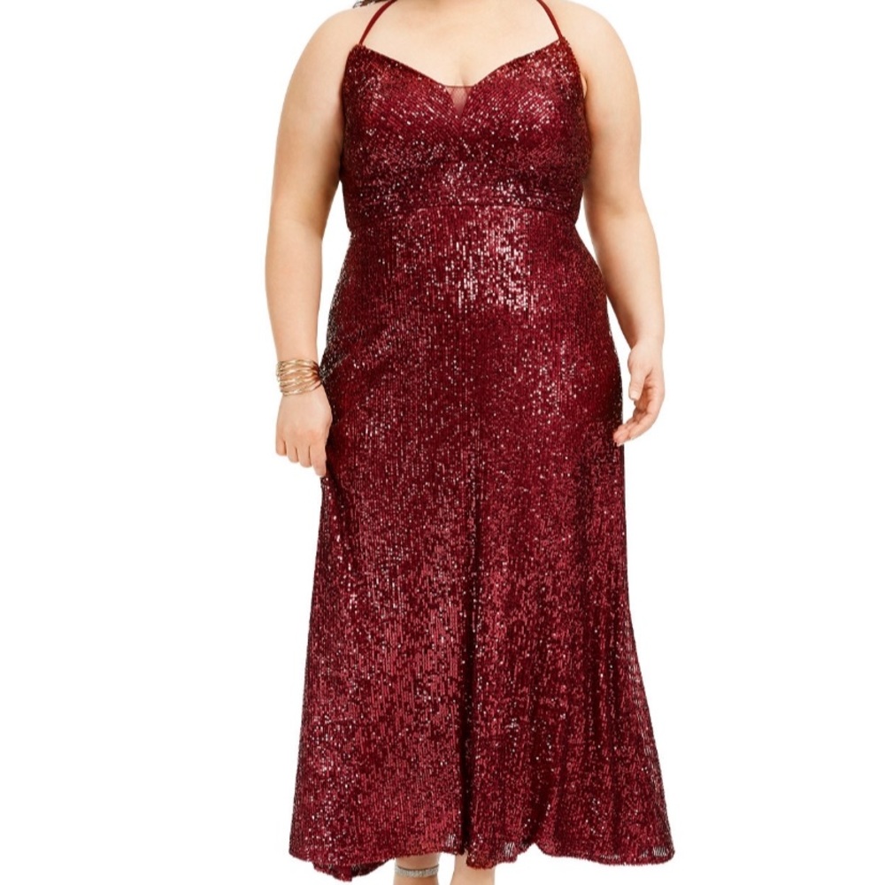 Morgan & Co. Red Embellished Maxi Gown for Cocktail
